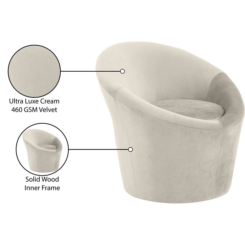 Meridian Furniture Tristan Cream Velvet Accent Chair