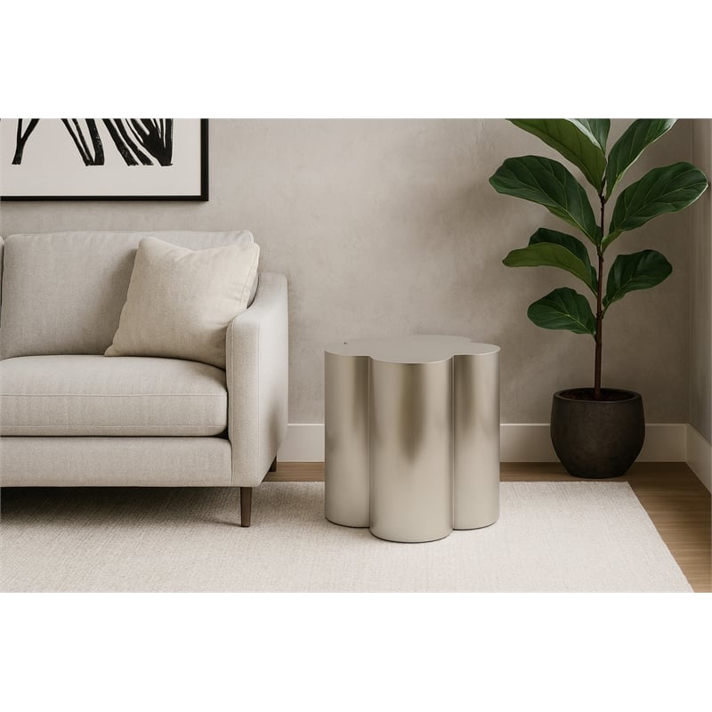 Meridian Furniture Lucky Silver Iron End Table