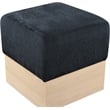 Meridian Furniture Havre Black Velour Fur Fabric Ottoman/Stool