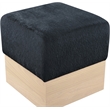 Meridian Furniture Havre Black Velour Fur Fabric Ottoman/Stool