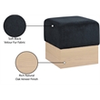 Meridian Furniture Havre Black Velour Fur Fabric Ottoman/Stool