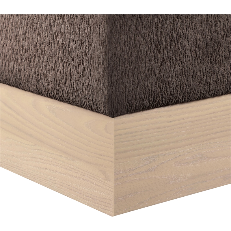 Meridian Furniture Havre Brown Velour Fur Fabric Ottoman/Stool