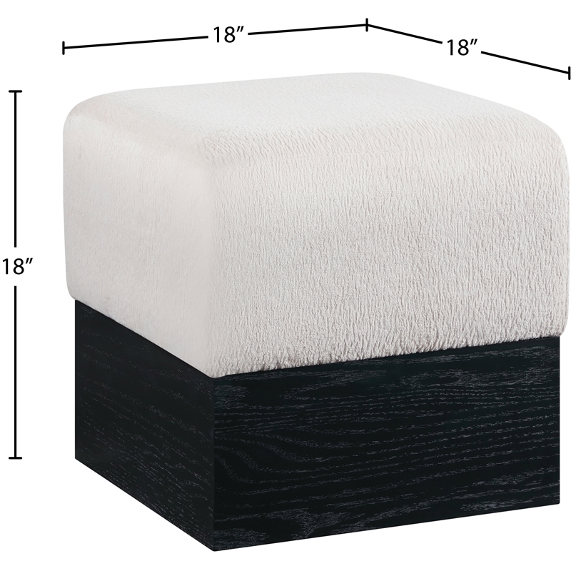 Meridian Furniture Havre Beige Velour Fur Fabric Ottoman/Stool