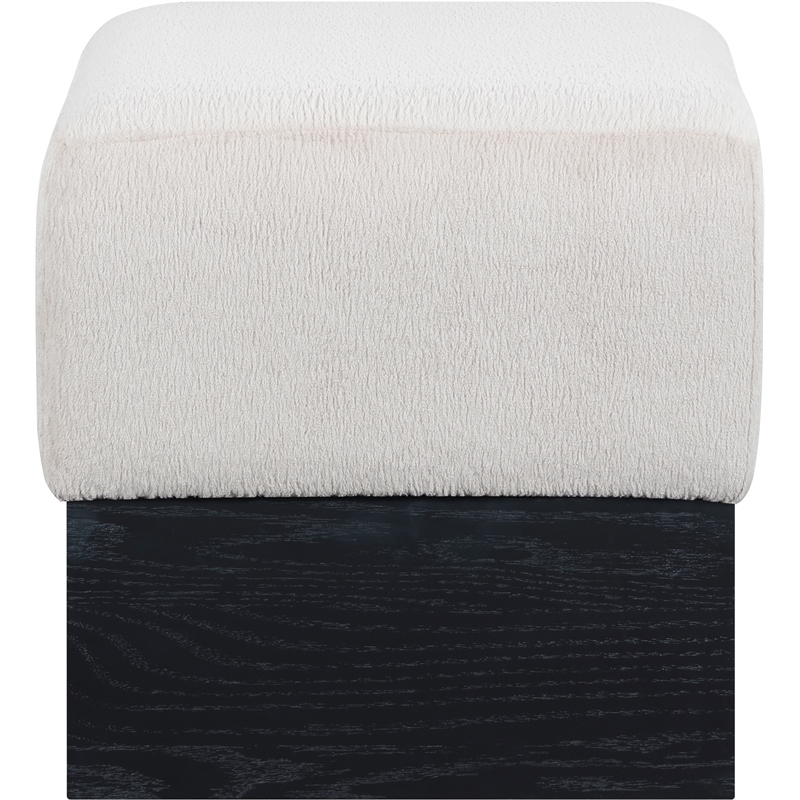 Meridian Furniture Havre Beige Velour Fur Fabric Ottoman/Stool