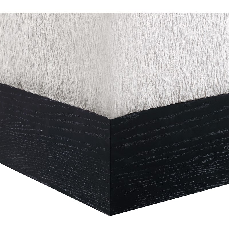 Meridian Furniture Havre Beige Velour Fur Fabric Ottoman/Stool