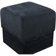 Meridian Furniture Havre Black Velour Fur Fabric Ottoman/Stool
