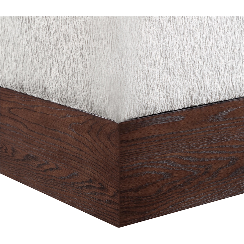 Meridian Furniture Havre Beige Velour Fur Fabric Ottoman/Stool