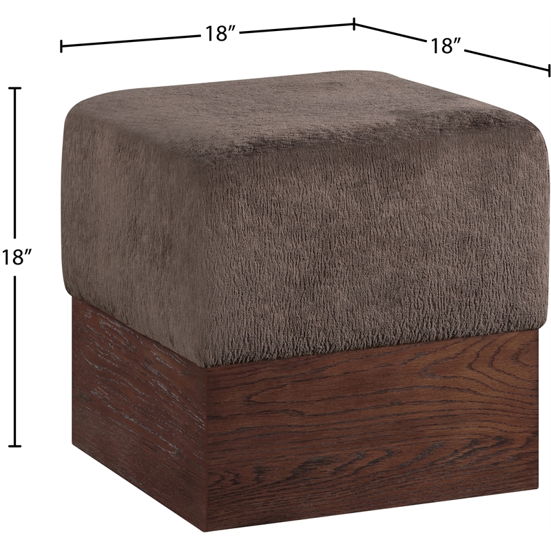 Meridian Furniture Havre Brown Velour Fur Fabric Ottoman/Stool