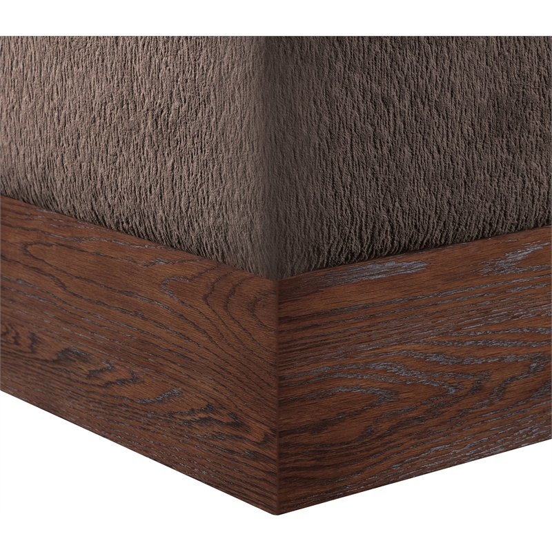 Meridian Furniture Havre Brown Velour Fur Fabric Ottoman/Stool