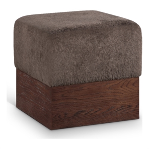 Meridian Furniture Havre Brown Velour Fur Fabric Ottoman/Stool
