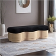 Meridian Furniture Savoy Black Velour Fur Fabric Bench