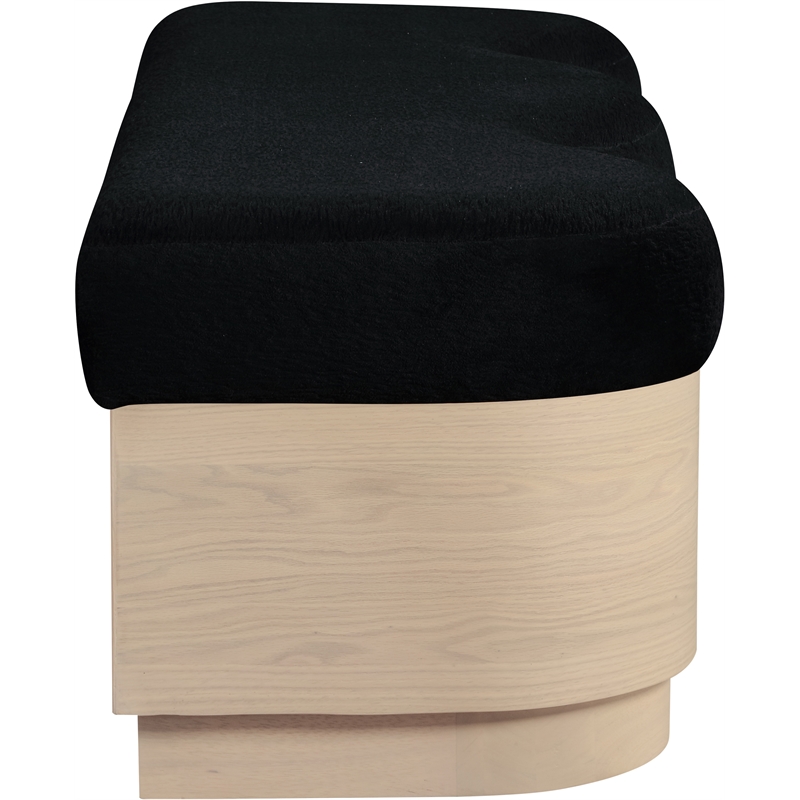Meridian Furniture Savoy Black Velour Fur Fabric Bench
