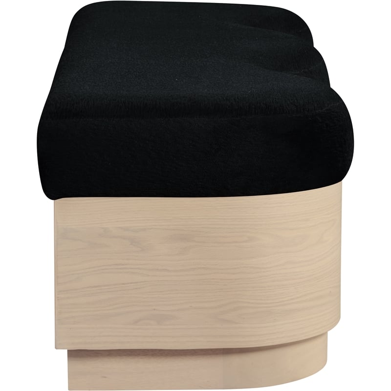 Meridian Furniture Savoy Black Velour Fur Fabric Bench