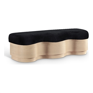 Meridian Furniture Savoy Black Velour Fur Fabric Bench