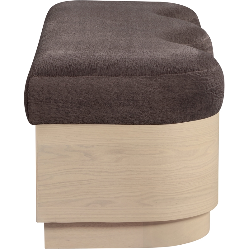 Meridian Furniture Savoy Brown Velour Fur Fabric Bench