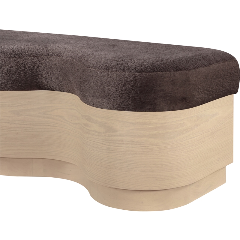Meridian Furniture Savoy Brown Velour Fur Fabric Bench