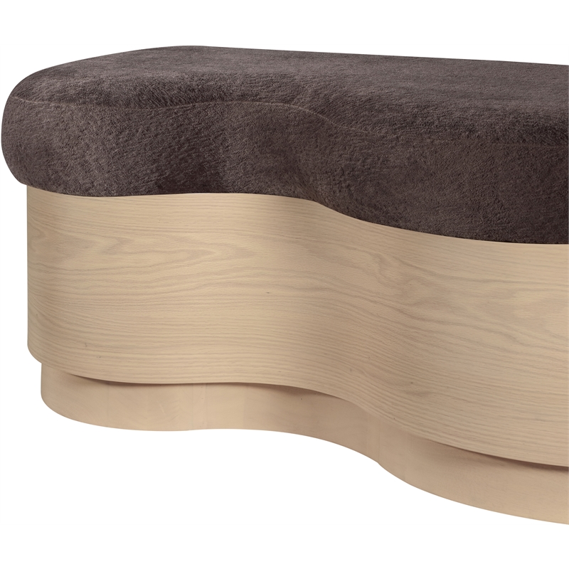 Meridian Furniture Savoy Brown Velour Fur Fabric Bench