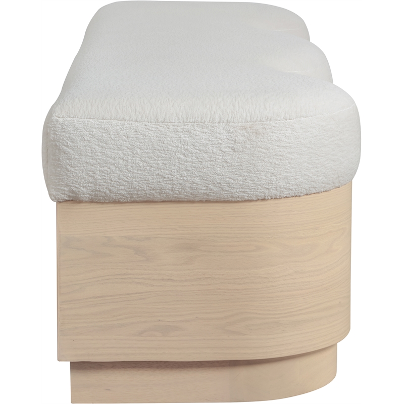 Meridian Furniture Savoy Cream Velour Fur Fabric Bench