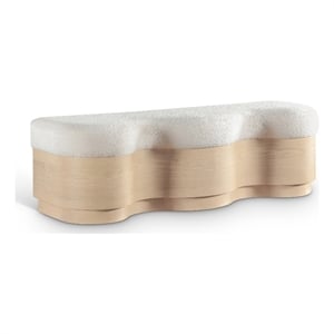 Meridian Furniture Savoy Cream Velour Fur Fabric Bench
