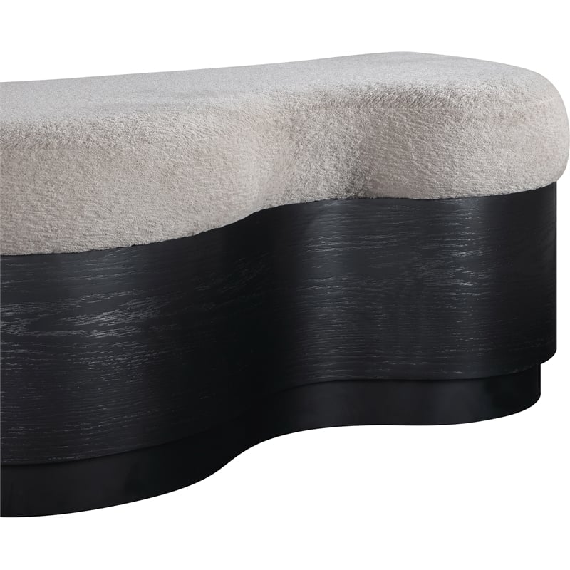 Meridian Furniture Savoy Beige Velour Fur Fabric Bench