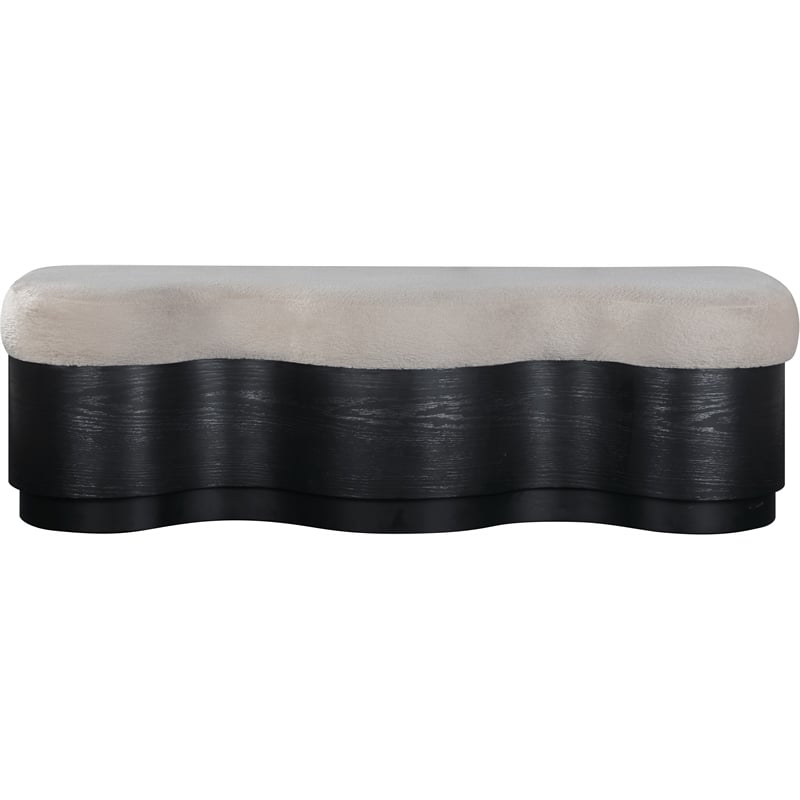 Meridian Furniture Savoy Beige Velour Fur Fabric Bench