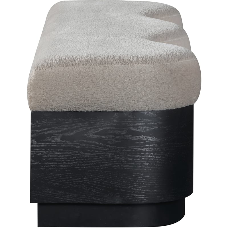 Meridian Furniture Savoy Beige Velour Fur Fabric Bench