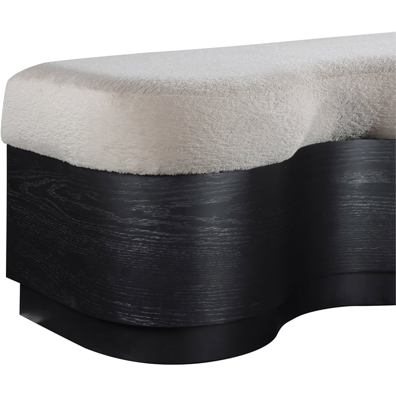 Meridian Furniture Savoy Beige Velour Fur Fabric Bench