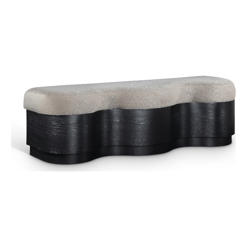 Meridian Furniture Savoy Beige Velour Fur Fabric Bench