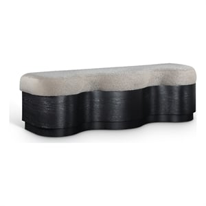 Meridian Furniture Savoy Beige Velour Fur Fabric Bench