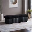 Meridian Furniture Savoy Black Velour Fur Fabric Bench