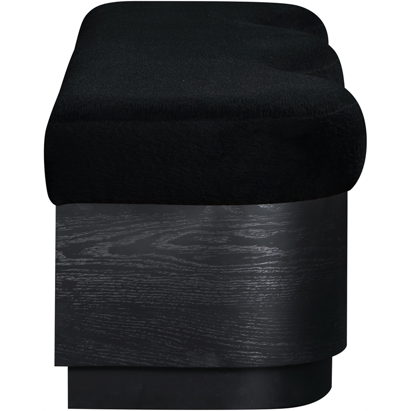 Meridian Furniture Savoy Black Velour Fur Fabric Bench