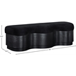 Meridian Furniture Savoy Black Velour Fur Fabric Bench