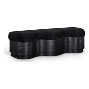 Meridian Furniture Savoy Black Velour Fur Fabric Bench