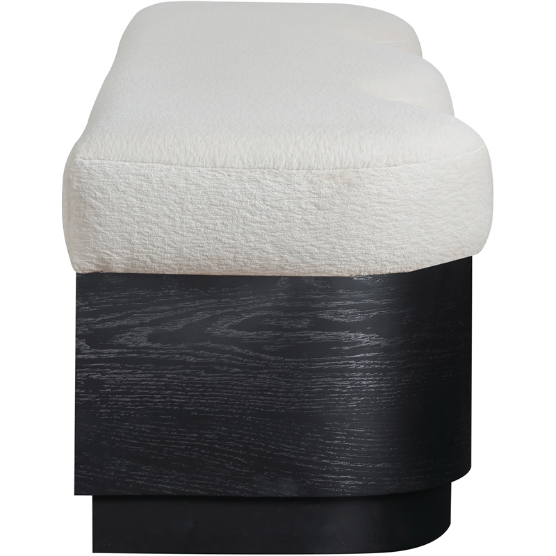 Meridian Furniture Savoy Cream Velour Fur Fabric Bench