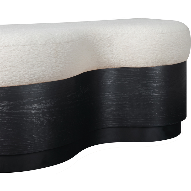 Meridian Furniture Savoy Cream Velour Fur Fabric Bench