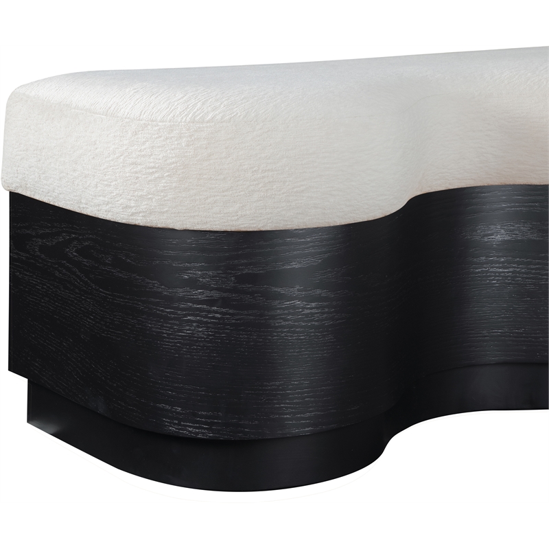 Meridian Furniture Savoy Cream Velour Fur Fabric Bench