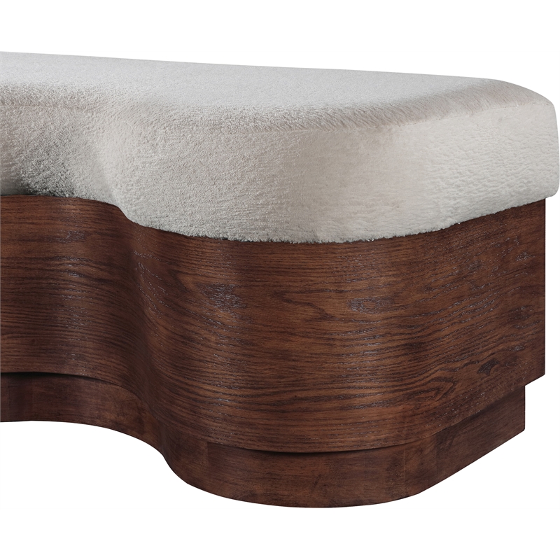 Meridian Furniture Savoy Beige Velour Fur Fabric Bench