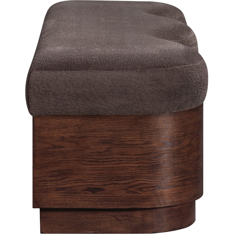 Meridian Furniture Savoy Brown Velour Fur Fabric Bench
