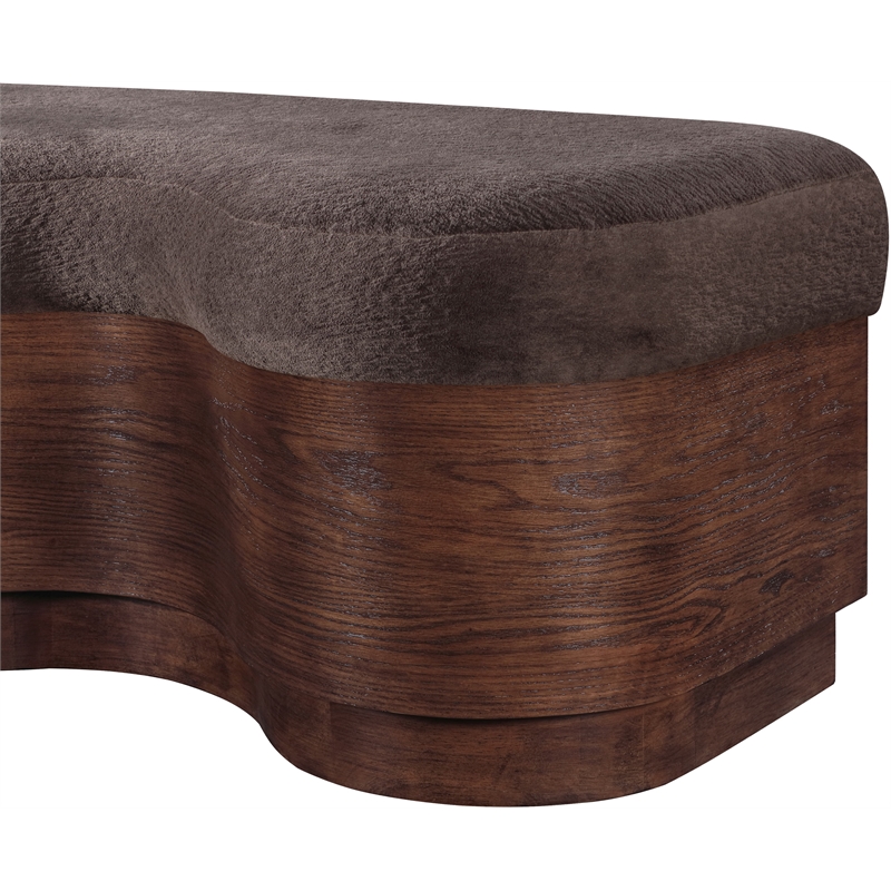 Meridian Furniture Savoy Brown Velour Fur Fabric Bench
