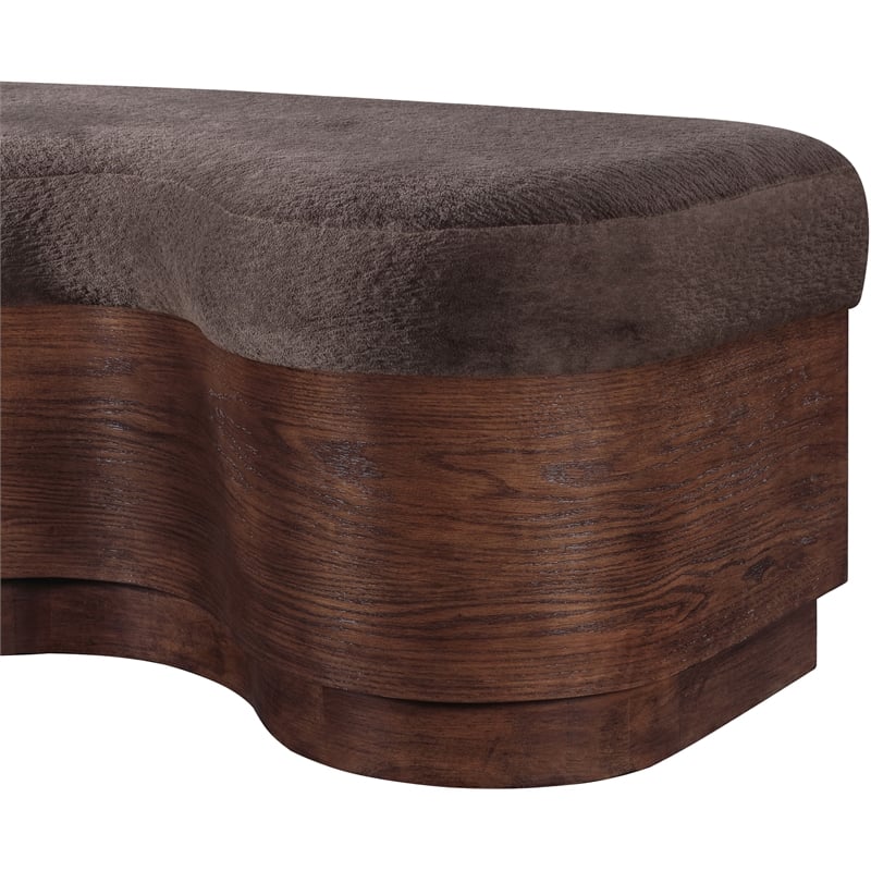 Meridian Furniture Savoy Brown Velour Fur Fabric Bench