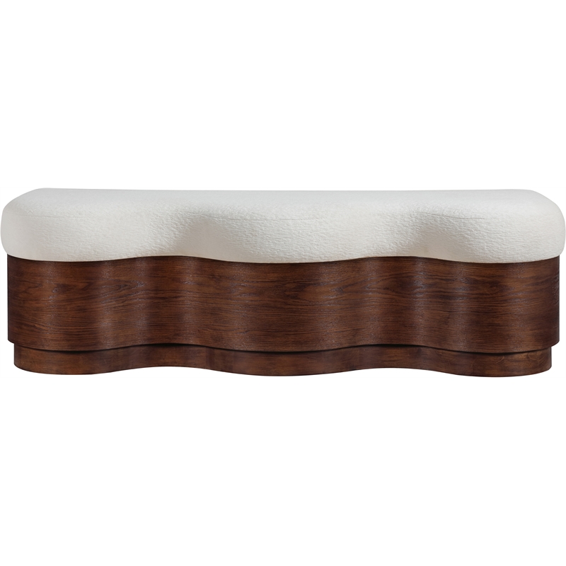 Meridian Furniture Savoy Cream Velour Fur Fabric Bench