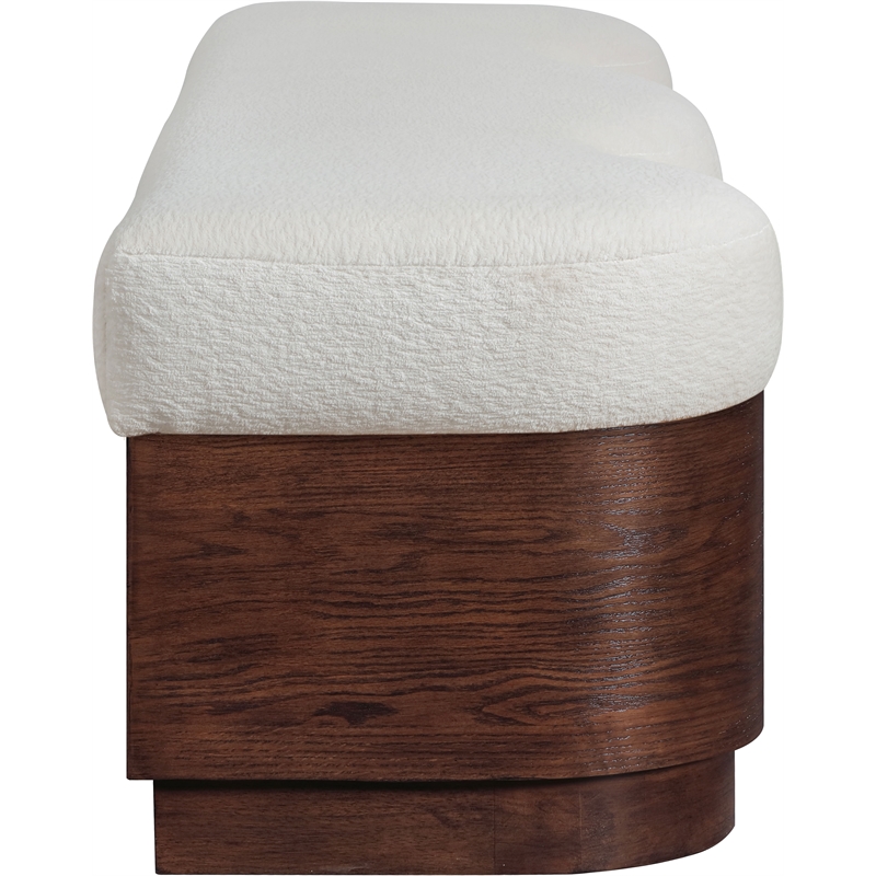 Meridian Furniture Savoy Cream Velour Fur Fabric Bench