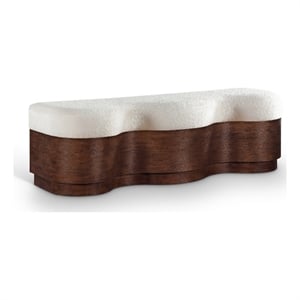 Meridian Furniture Savoy Cream Velour Fur Fabric Bench