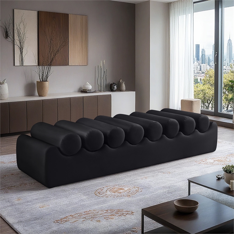 Meridian Furniture Rumble Black Vegan Leather Bench