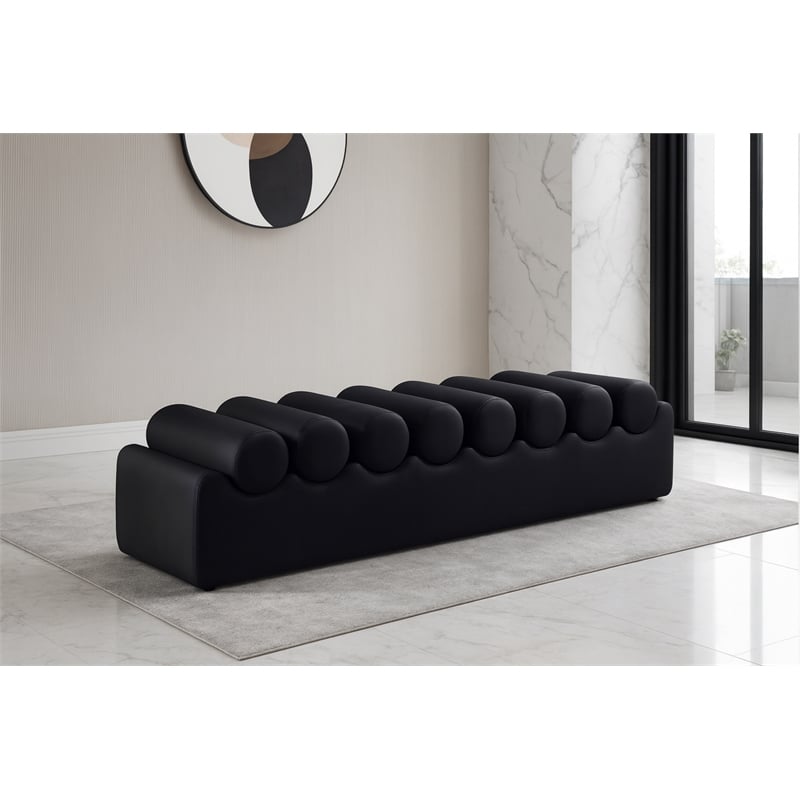 Meridian Furniture Rumble Black Vegan Leather Bench