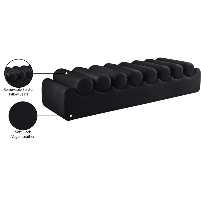 Meridian Furniture Rumble Black Vegan Leather Bench