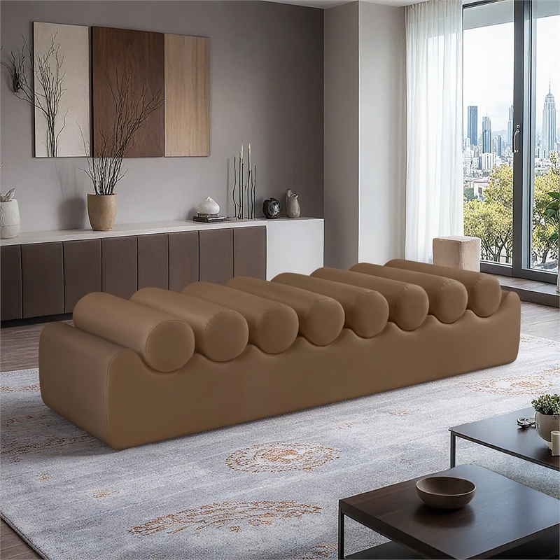 Meridian Furniture Rumble Brown Vegan Leather Bench