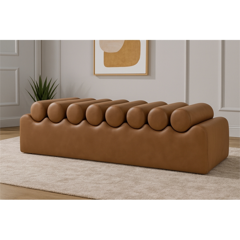 Meridian Furniture Rumble Brown Vegan Leather Bench