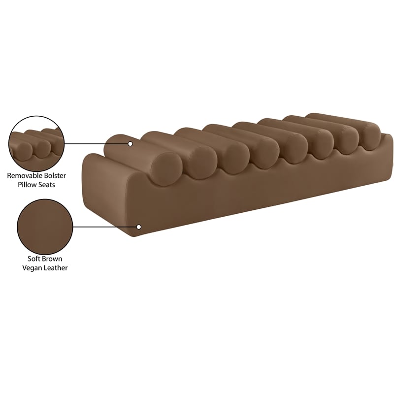 Meridian Furniture Rumble Brown Vegan Leather Bench