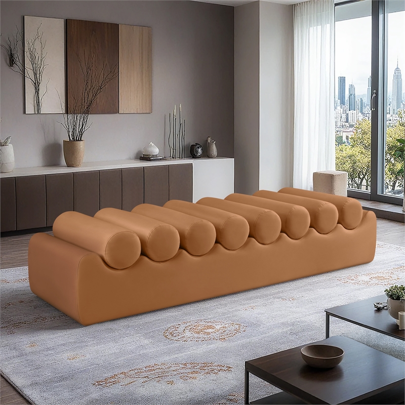 Meridian Furniture Rumble Cognac Vegan Leather Bench